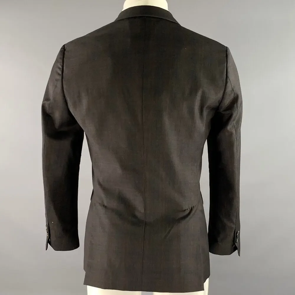 DSQUARED2 Size 38 Grey Brown Plaid Wool Peak Lapel Sport Coat